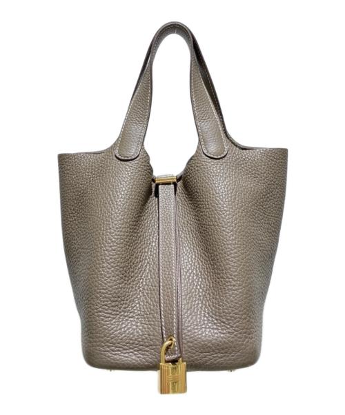 HERMES（エルメス）HERMES (エルメス) Picotin Lock PM/ピコタンロックPM/トリヨンクレマンス/エトゥープ/ゴールド金具/Y刻印：2020年製 エトゥープ×G金具 サイズ:PMの古着・服飾アイテム