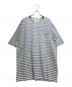 PRADAプラダ）の古着「Striped Pocket T-Shirt/ボーダーポケットTシャツ/UJN929」｜ホワイト×ネイビー