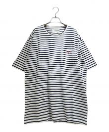 PRADA（プラダ）の古着「Striped Pocket T-Shirt/ボーダーポケットTシャツ/UJN929」｜ホワイト×ネイビー