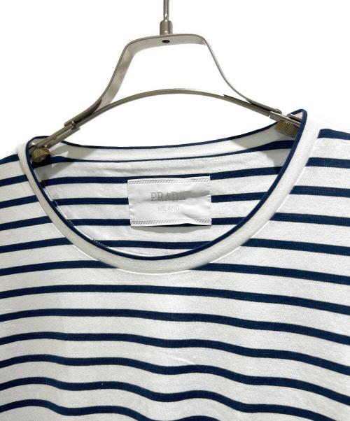 PRADA（プラダ）PRADA (プラダ) Striped Pocket T-Shirt/ボーダーポケットTシャツ/UJN929 ホワイト×ネイビー サイズ:XXXLの古着・服飾アイテム