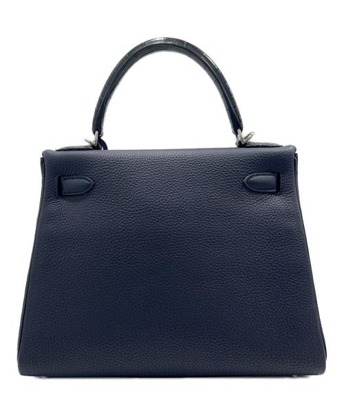 HERMES（エルメス）HERMES (エルメス) ケリー 28 タッチ 内縫い/Kelly 28 Touch Retourne/トゴ×アリゲーター/ブルーニュイ/シルバー金具/Y刻印：2020年製 ブルーニュイ×シルバー金具 サイズ:28の古着・服飾アイテム