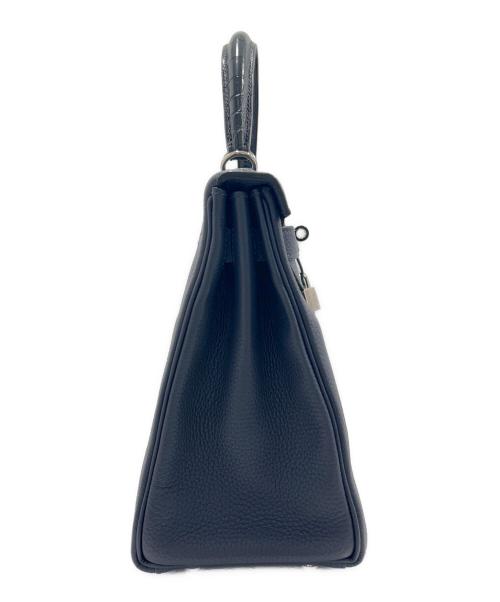 HERMES（エルメス）HERMES (エルメス) ケリー 28 タッチ 内縫い/Kelly 28 Touch Retourne/トゴ×アリゲーター/ブルーニュイ/シルバー金具/Y刻印：2020年製 ブルーニュイ×シルバー金具 サイズ:28の古着・服飾アイテム