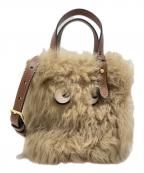 ANYA HINDMARCHアニヤ・ハインドマーチ）の古着「Eyes N/S Shearling Mini Tote Bag/Eyes N/S シアリングミニトート/52-101-15-090373」｜ベージュ