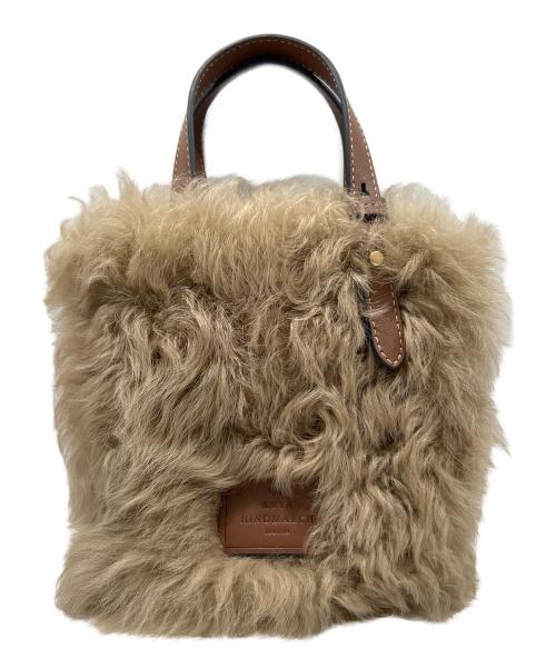 ANYA HINDMARCH（アニヤ・ハインドマーチ）ANYA HINDMARCH (アニヤ・ハインドマーチ) Eyes N/S Shearling Mini Tote Bag/Eyes N/S シアリングミニトート/52-101-15-090373 ベージュ サイズ:Fの古着・服飾アイテム
