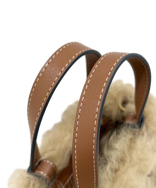 ANYA HINDMARCH（アニヤ・ハインドマーチ）ANYA HINDMARCH (アニヤ・ハインドマーチ) Eyes N/S Shearling Mini Tote Bag/Eyes N/S シアリングミニトート/52-101-15-090373 ベージュ サイズ:Fの古着・服飾アイテム