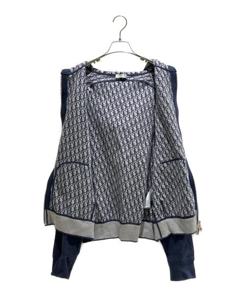 Christian Dior（クリスチャン ディオール）Christian Dior (クリスチャン ディオール) フード付き トラックジャケット/113M221AT225_C585 ネイビー×ホワイト サイズ:XLの古着・服飾アイテム