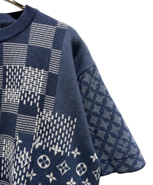 LOUIS VUITTON（ルイ ヴィトン）LOUIS VUITTON (ルイ ヴィトン) x NIGOコラボ Short-Sleeved Knitted Crewneck ブルー サイズ:L 未使用品の古着・服飾アイテム