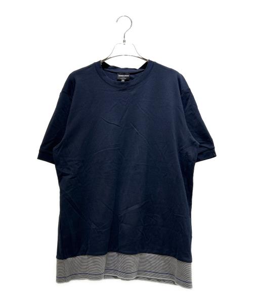 GIORGIO ARMANI（ジョルジョアルマーニ）GIORGIO ARMANI (ジョルジョアルマーニ) Layered Cut and Sew Top/レイヤードカットソー/3DSM52 SJFBZ ネイビー サイズ:50の古着・服飾アイテム