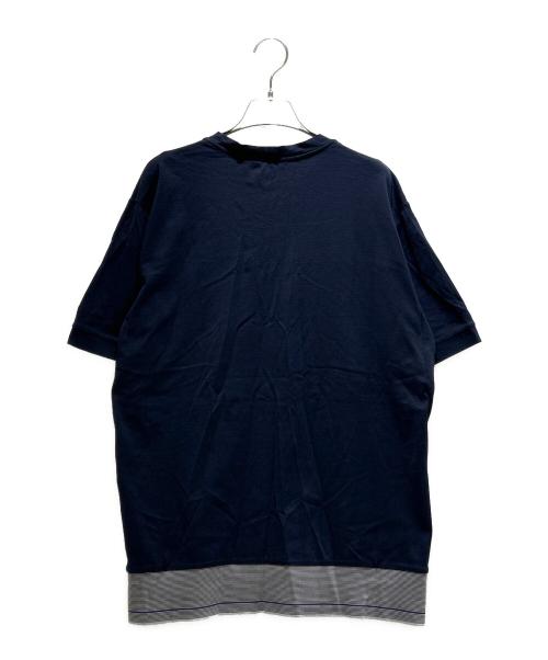 GIORGIO ARMANI（ジョルジョアルマーニ）GIORGIO ARMANI (ジョルジョアルマーニ) Layered Cut and Sew Top/レイヤードカットソー/3DSM52 SJFBZ ネイビー サイズ:50の古着・服飾アイテム