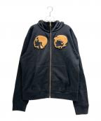 LOUIS VUITTONルイ ヴィトン）の古着「Face Leather Patch Hoodie/フェイスレザーパッチ フーディー」｜ブラック