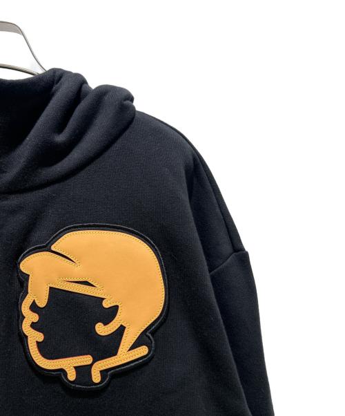 LOUIS VUITTON（ルイ ヴィトン）LOUIS VUITTON (ルイ ヴィトン) Face Leather Patch Hoodie/フェイスレザーパッチ フーディー ブラック サイズ:Lの古着・服飾アイテム