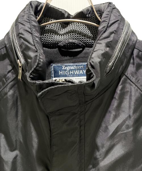 zegna sport（ゼニアスポーツ）zegna sport (ゼニアスポーツ) レザー切替ナイロンジャケット ブラック サイズ:Lの古着・服飾アイテム