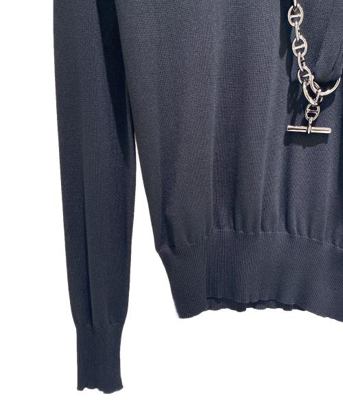 HERMES（エルメス）HERMES (エルメス) シェーヌダンクルデザイン ボウタイニット ブラック サイズ:36の古着・服飾アイテム