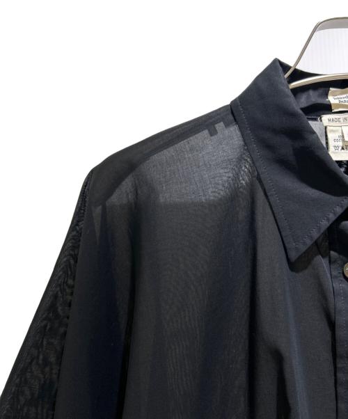 HERMES（エルメス）HERMES (エルメス) Overslit Sheer Shirt/オーバースリット シアーシャツ ブラック サイズ:40の古着・服飾アイテム