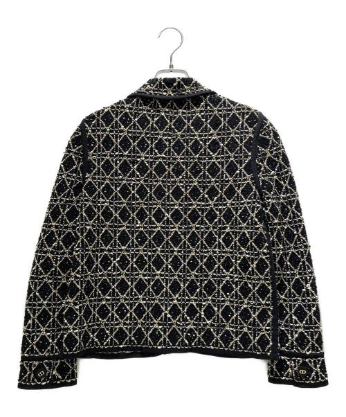 Christian Dior（クリスチャン ディオール）Christian Dior (クリスチャン ディオール) Cannage Tweed Jacket/カナージュ ツイードジャケット/514V53A9521 ブラック×ゴールド サイズ:38の古着・服飾アイテム