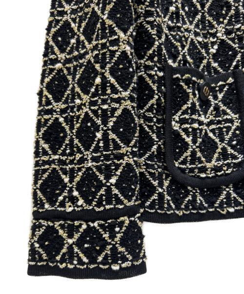 Christian Dior（クリスチャン ディオール）Christian Dior (クリスチャン ディオール) Cannage Tweed Jacket/カナージュ ツイードジャケット/514V53A9521 ブラック×ゴールド サイズ:38の古着・服飾アイテム