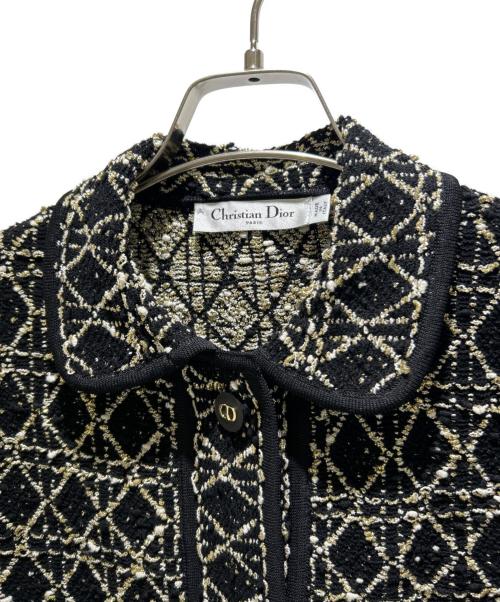 Christian Dior（クリスチャン ディオール）Christian Dior (クリスチャン ディオール) Cannage Tweed Jacket/カナージュ ツイードジャケット/514V53A9521 ブラック×ゴールド サイズ:38の古着・服飾アイテム