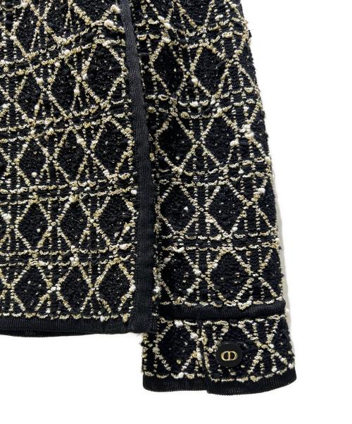 Christian Dior（クリスチャン ディオール）Christian Dior (クリスチャン ディオール) Cannage Tweed Jacket/カナージュ ツイードジャケット/514V53A9521 ブラック×ゴールド サイズ:38の古着・服飾アイテム