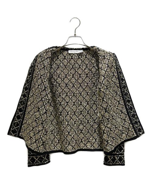 Christian Dior（クリスチャン ディオール）Christian Dior (クリスチャン ディオール) Cannage Tweed Jacket/カナージュ ツイードジャケット/514V53A9521 ブラック×ゴールド サイズ:38の古着・服飾アイテム