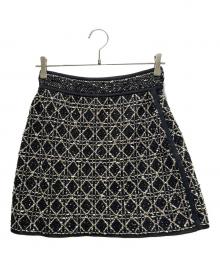 Christian Dior（クリスチャン ディオール）の古着「Cannage Tweed Skirt/カナージュ ツイードスカート/514J03A9521」｜ブラック×ゴールド
