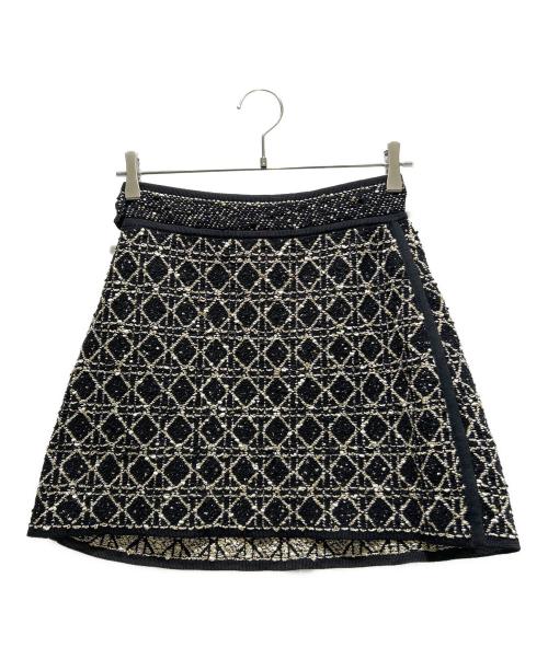 Christian Dior（クリスチャン ディオール）Christian Dior (クリスチャン ディオール) Cannage Tweed Skirt/カナージュ ツイードスカート/514J03A9521 ブラック×ゴールド サイズ:40の古着・服飾アイテム