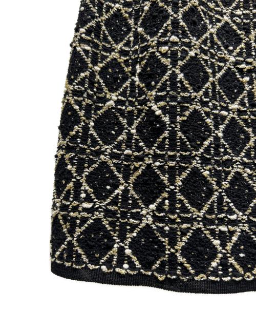 Christian Dior（クリスチャン ディオール）Christian Dior (クリスチャン ディオール) Cannage Tweed Skirt/カナージュ ツイードスカート/514J03A9521 ブラック×ゴールド サイズ:40の古着・服飾アイテム
