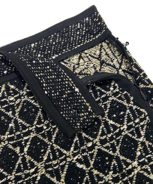 Christian Dior（クリスチャン ディオール）Christian Dior (クリスチャン ディオール) Cannage Tweed Skirt/カナージュ ツイードスカート/514J03A9521 ブラック×ゴールド サイズ:40の古着・服飾アイテム