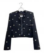 Saint Laurent Parisサンローランパリ）の古着「Heart Stud Tweed Jacket/ハートスタッズ ツイードジャケット/686537 Y3C73」｜ブラック