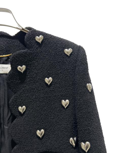 Saint Laurent Paris（サンローランパリ）Saint Laurent Paris (サンローランパリ) Heart Stud Tweed Jacket/ハートスタッズ ツイードジャケット/686537 Y3C73 ブラック サイズ:F36の古着・服飾アイテム