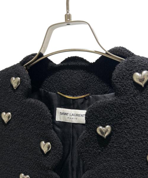 Saint Laurent Paris（サンローランパリ）Saint Laurent Paris (サンローランパリ) Heart Stud Tweed Jacket/ハートスタッズ ツイードジャケット/686537 Y3C73 ブラック サイズ:F36の古着・服飾アイテム