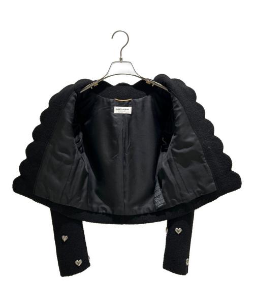 Saint Laurent Paris（サンローランパリ）Saint Laurent Paris (サンローランパリ) Heart Stud Tweed Jacket/ハートスタッズ ツイードジャケット/686537 Y3C73 ブラック サイズ:F36の古着・服飾アイテム