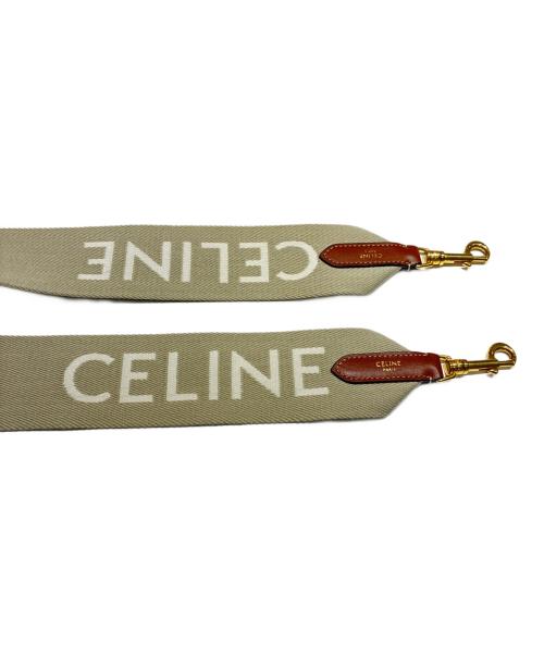 CELINE（セリーヌ）CELINE (セリーヌ) ロゴデザイン キャンバスショルダーストラップ ベージュの古着・服飾アイテム