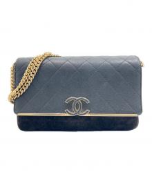 CHANEL（シャネル）の古着「マトラッセ マテリアルチェーンショルダーバッグ」｜ブラック