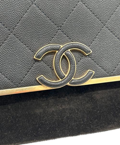 CHANEL（シャネル）CHANEL (シャネル) マトラッセ マテリアルチェーンショルダーバッグ ブラックの古着・服飾アイテム
