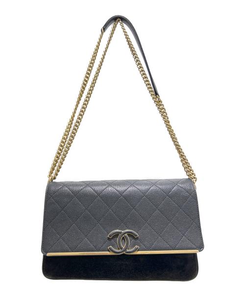 CHANEL（シャネル）CHANEL (シャネル) マトラッセ マテリアルチェーンショルダーバッグ ブラックの古着・服飾アイテム