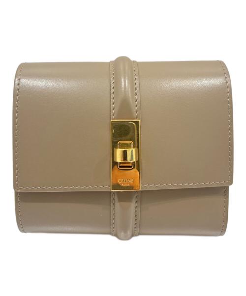 CELINE（セリーヌ）CELINE (セリーヌ) スモールトリフォールド16(セーズ)ウォレット ベージュの古着・服飾アイテム