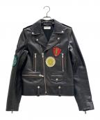 Saint Laurent Parisサンローランパリ）の古着「マルチパッチ クラシック モーターサイクル レザーブルゾン/483224 YC1EP」｜ブラック
