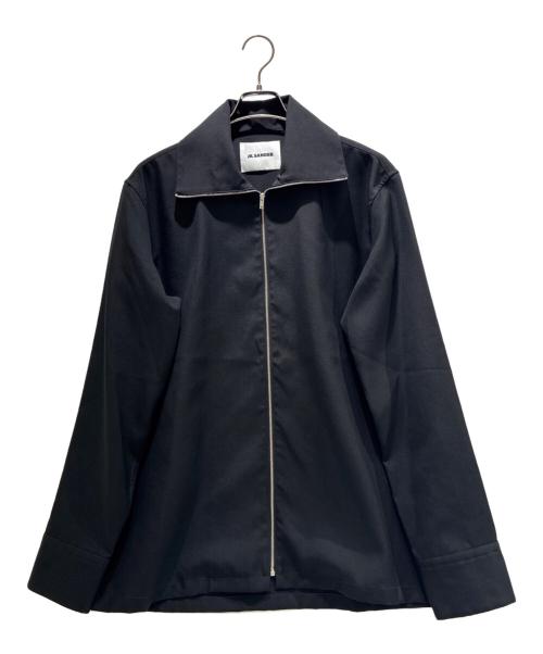 JIL SANDER（ジルサンダー）JIL SANDER (ジルサンダー) ジップオーバーシャツ ブラック サイズ:48の古着・服飾アイテム