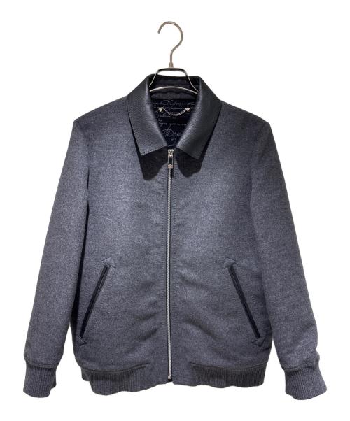 Berluti（ベルルッティ）Berluti (ベルルッティ) レザーカラー ウールカシミヤジャケット グレー サイズ:R50の古着・服飾アイテム