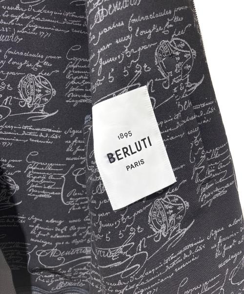 Berluti（ベルルッティ）Berluti (ベルルッティ) レザーカラー ウールカシミヤジャケット グレー サイズ:R50の古着・服飾アイテム