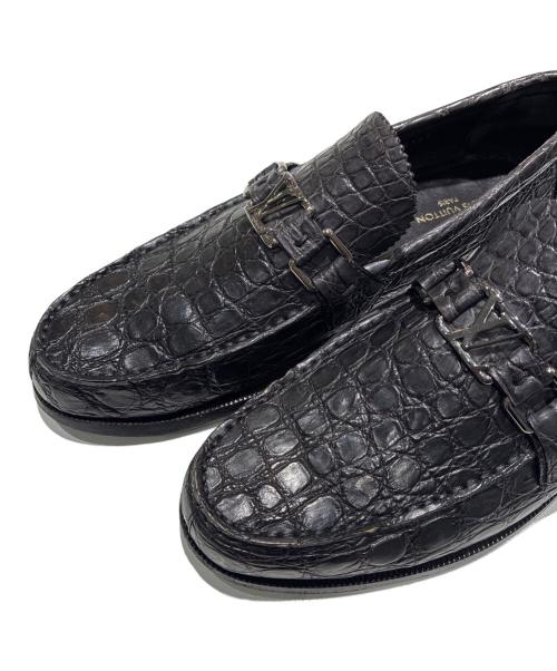 LOUIS VUITTON（ルイ ヴィトン）LOUIS VUITTON (ルイ ヴィトン) ホッケンハイムモカシンローファー ブラック サイズ:7　1/2の古着・服飾アイテム