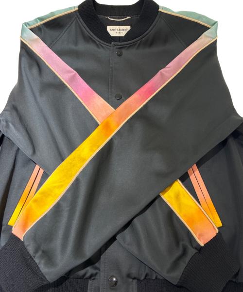 Saint Laurent Paris（サンローランパリ）Saint Laurent Paris (サンローランパリ) Satin Panther Jacket/サテンパンサージャケット/Y637S ブラック サイズ:50の古着・服飾アイテム