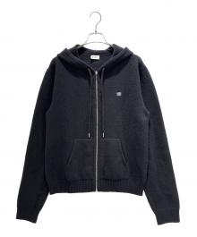 CELINE（セリーヌ）の古着「Cashmere-blend Triomphe knit hoodie/カシミヤ混トリオンフ ニットパーカー/2AD5O048T.38OW」｜ブラック