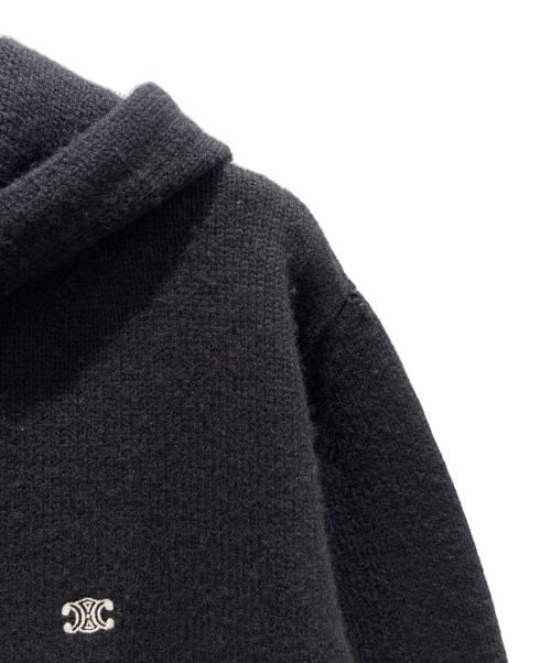 CELINE（セリーヌ）CELINE (セリーヌ) Cashmere-blend Triomphe knit hoodie/カシミヤ混トリオンフ ニットパーカー/2AD5O048T.38OW ブラック サイズ:Lの古着・服飾アイテム
