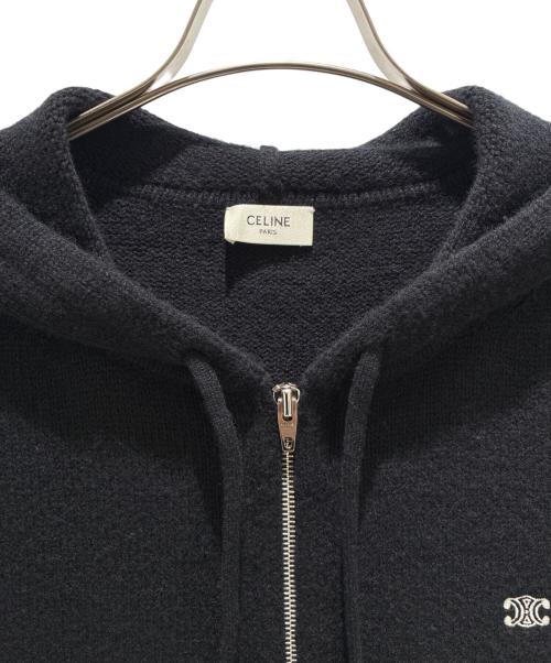 CELINE（セリーヌ）CELINE (セリーヌ) Cashmere-blend Triomphe knit hoodie/カシミヤ混トリオンフ ニットパーカー/2AD5O048T.38OW ブラック サイズ:Lの古着・服飾アイテム