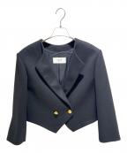 CELINEセリーヌ）の古着「Wool Triomphe Button Loose Military Jacket/ウール トリオンフボタン ルーズ ミリタリージャケット/2V96L998K」｜ブラック