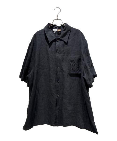 LOEWE（ロエベ）LOEWE (ロエベ) パウライズビザ/アナグラムポケットリネン半袖シャツ ブラック サイズ:40の古着・服飾アイテム