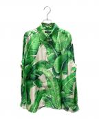 DOLCE & GABBANAドルチェ＆ガッバーナ）の古着「シルクリーフ柄シャツ」｜グリーン