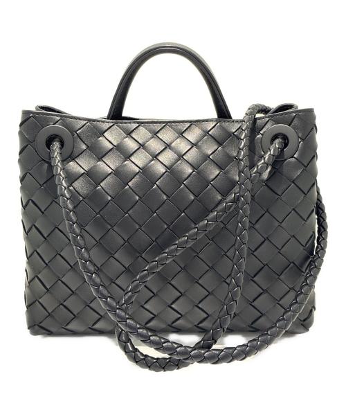 BOTTEGA VENETA（ボッテガベネタ）BOTTEGA VENETA (ボッテガベネタ) イントレチャート アンディアーモ スモール ハンドバッグ ブラック サイズ:スモールの古着・服飾アイテム