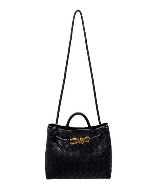 BOTTEGA VENETA（ボッテガベネタ）BOTTEGA VENETA (ボッテガベネタ) イントレチャート アンディアーモ スモール ハンドバッグ ブラック サイズ:スモールの古着・服飾アイテム